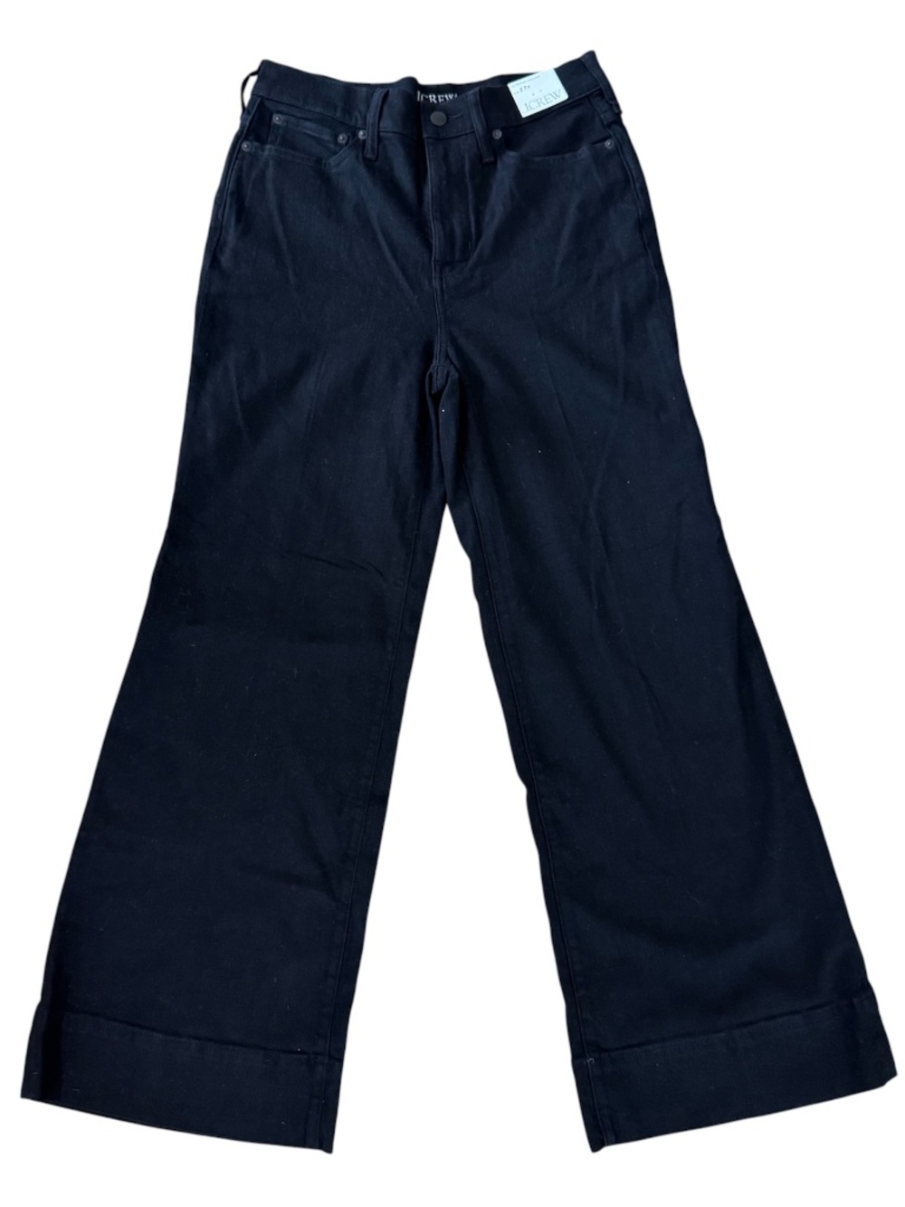 J. Crew Women's Black '96 Denim Trouser high Waist Wide Leg Sz 27P NWT